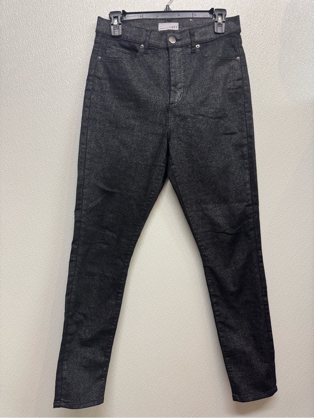 LOFT Women's Black Shimmer Skinny Jeans Sz 29 (D-69)